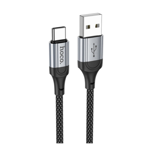 Кабель USB/Type-C 1 м Hoco X102 3 А чорний зі сріблястим