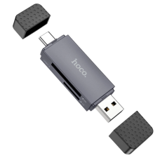 Кардридер зовнішній MicroSD+SD HOCO HB45 Spirit USB 2.0/Type-C сірий