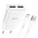 Зарядний пристрій з кабелем 2хUSB/Type-C 1 м HOCO C88A 2.4 A білий Зарядний пристрій з кабелем 2хUSB/Type-C 1 м HOCO C88A 2.4 A білий