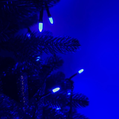 Світлодіодна гірлянда-нитка чорний дріт 400 LED SOFI свічка матова 30 м 8 режимів синій